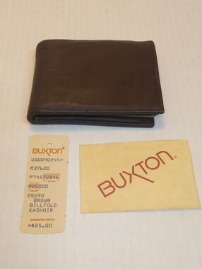 Vintage Brown Billfold Wallet Buxton 1980s With Original Price Tags